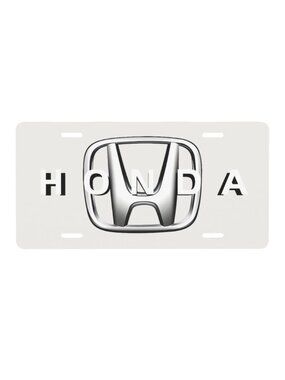 Honda White Silver Look Flat Printed Aluminum License Plate